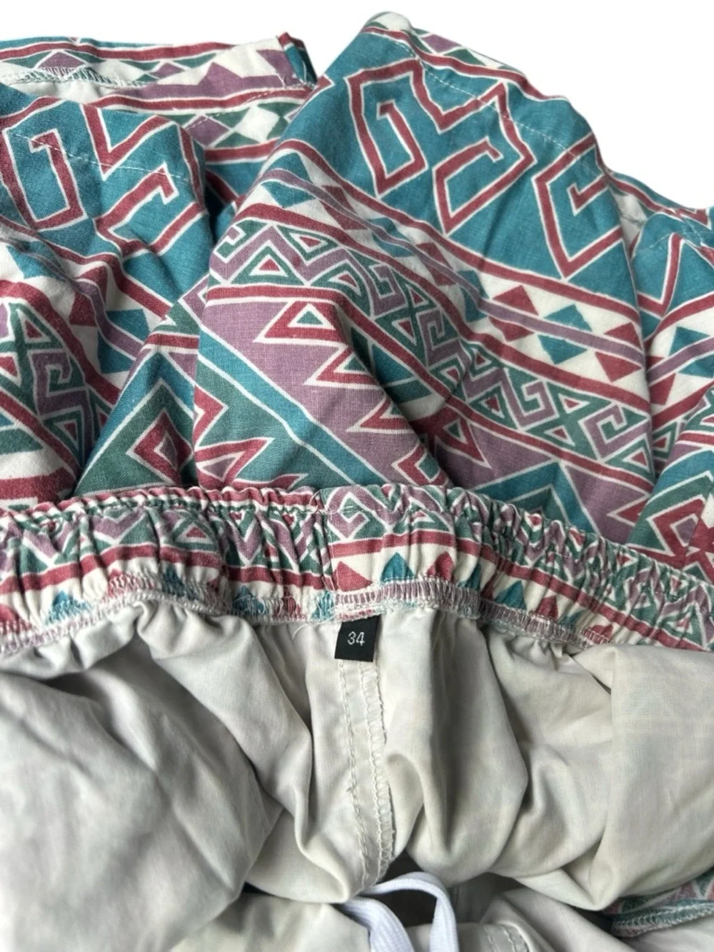 Muns‎ Australia Summer Aztec Print Elastic-Waist Board Shorts Retro
